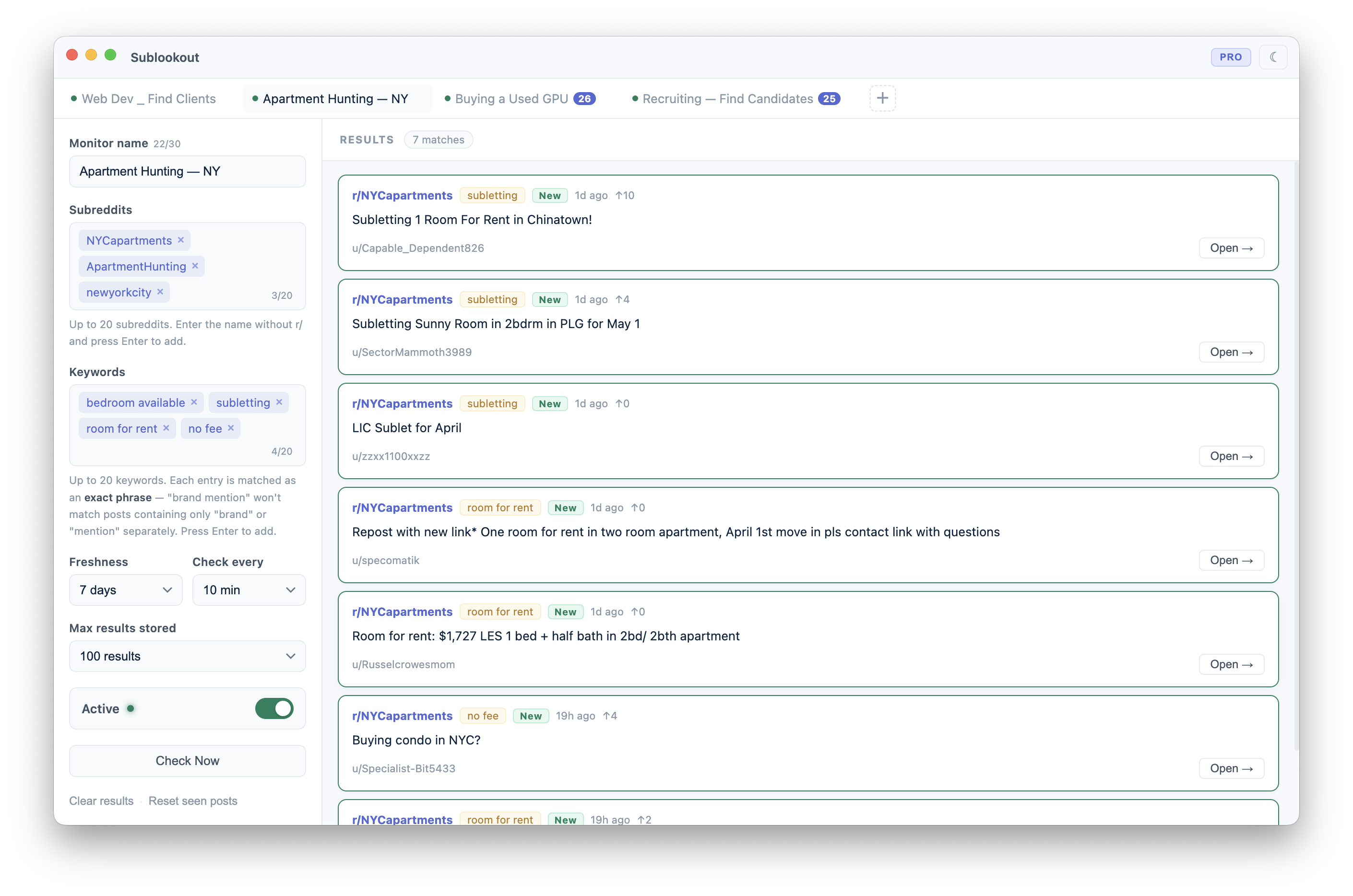 Sublookout monitor view